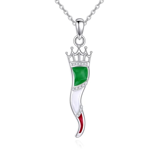 ONEFINITY Italienische Horn Halskette 925 Sterling Silber Cornicello Lucky Italian Horn Halskette Italienischer Schmuck Für Frauen von ONEFINITY