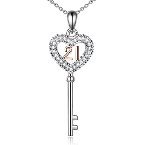 ONEFINITY Ketten Zum 21. Geburtstag 925 Sterling Silber Schlüsselanhänger Glitzerndes Herz Schmuck Geschenk Für Damen Mädchen Schwester ONEFINITY Ketten Zum 21. Geburtstag 925 Sterling Silber Schlüsselanhänger Glitzerndes Herz Schmuck Geschenk Für Damen Mädchen Schwester von ONEFINITY