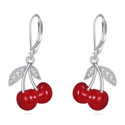 ONEFINITY Kirsch Ohrringe 925er Sterling Silber Kirsch Ohrhänger Obst Schmuck Geschenke Für Damen von ONEFINITY