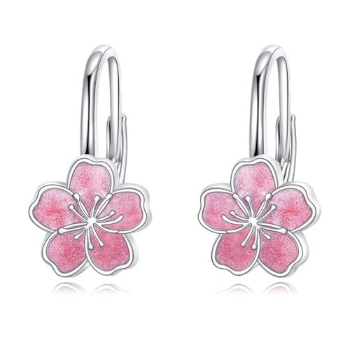 ONEFINITY Kirschblüte Ohrringe 925 Sterling Silber Rosa Blume Ohrringe Sakura Schmuck Geschenk für Damen von ONEFINITY