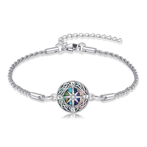 ONEFINITY Kompass Armband Sterling Silber keltischen Knoten Kompass Armband Graduierung Freundschaft Inspirational Graduierung Schmuck Geschenke für Damen ONEFINITY Kompass Armband Sterling Silber keltischen Knoten Kompass Armband Graduierung Freundschaft Inspirational Graduierung Schmuck Geschenke für Damen von ONEFINITY