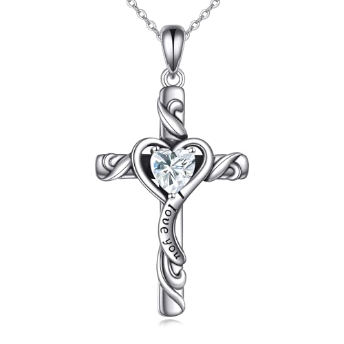 ONEFINITY Kreuz Kette 925 Sterling Silber April Birthstone Kreuz Anhänger Birthstone Herz Schmuck Geschenke für Damen ONEFINITY Kreuz Kette 925 Sterling Silber April Birthstone Kreuz Anhänger Birthstone Herz Schmuck Geschenke für Damen von ONEFINITY
