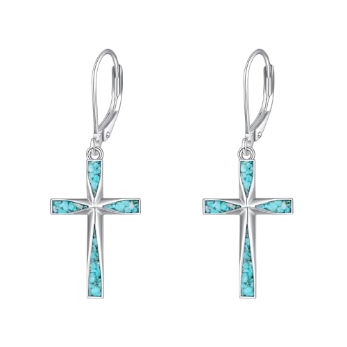 ONEFINITY Kreuz Ohrringe 925 Sterling Silber Kreuz baumeln Tropfen Ohrring Geschenke für Damen von ONEFINITY