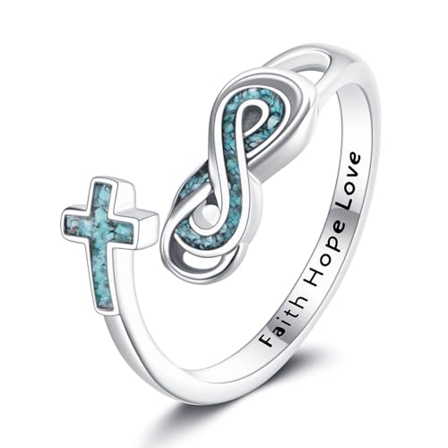 ONEFINITY Kreuzringe 925er Sterlingsilber Türkiskreuz Unendlichkeits Wickelringe inspirierender Schmuck Geschenke für Frauen von ONEFINITY