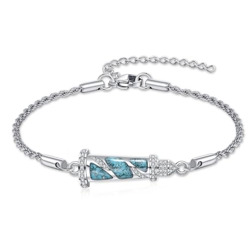 ONEFINITY Leuchtturm Armband Damen S925 Sterling Silber Leuchtturm Türkis Armband Nautischer Schmuck Geschenk ONEFINITY Leuchtturm Armband Damen S925 Sterling Silber Leuchtturm Türkis Armband Nautischer Schmuck Geschenk von ONEFINITY