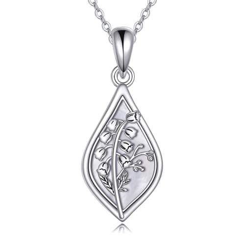 ONEFINITY Maiglöckchen Kette 925 Sterling Silber Maiglöckchen Anhänger Mai Geburt Blume Schmuck Geschenke für Damen von ONEFINITY