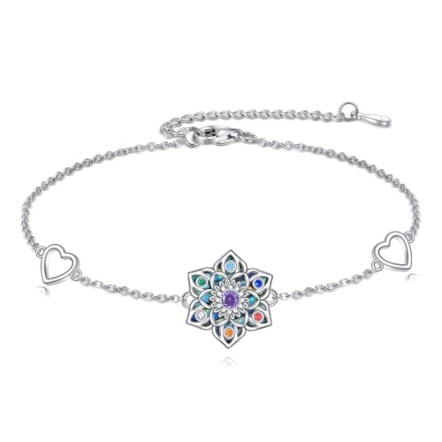 ONEFINITY Lotus Armband für Frauen 925 Sterling Silber Abalone Shell Chakra Armband Lotusblume Schmuck Geschenke für Lotus-Liebhaber von ONEFINITY