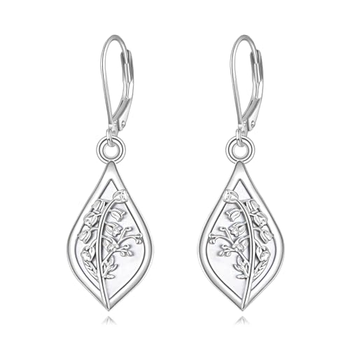 ONEFINITY Maiglöckchen Ohrringe 925 Sterling Silber Maiglöckchen Blume Baumeln Ohrringe Maiglöckchen Schmuck für Damen von ONEFINITY