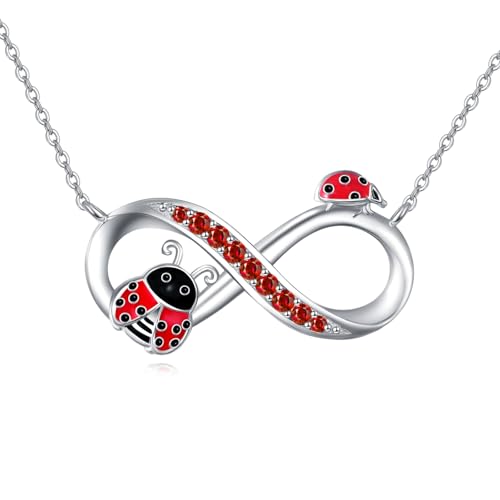 ONEFINITY Marienkäfer Halskette 925 Sterling Silber Unendlichkeit Marienkäfer Anhänger Halskette Marienkäfer Tiere Schmuck für Frauen von ONEFINITY