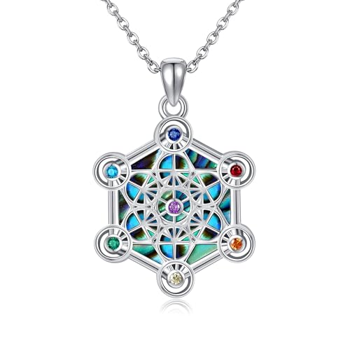 ONEFINITY Metatron Würfel Halskette 925 Sterling Silber Metatron Anhänger Geometrie Schmuck Für Damen Herrn von ONEFINITY