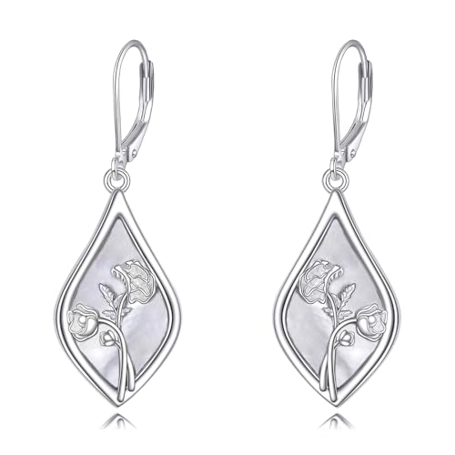 ONEFINITY Mohnblumen Ohrringe 925 Sterling Silber Tropfenförmigen Geburtsblumen Anhängern Mohnblumen Schmuck Geschenke für Damen von ONEFINITY