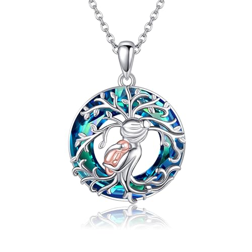ONEFINITY Mama Halskette S925 Sterlingsilber Mutter und Kinder Baum des Lebens Anhänger Halskette Kristall Muttertags Halskette Schmuck Geschenke für Mütter und Frauen von ONEFINITY