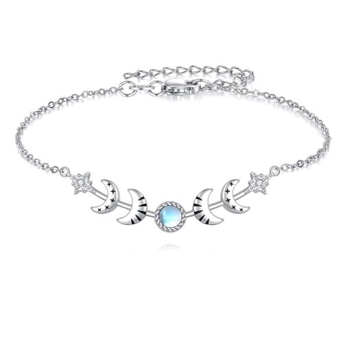 ONEFINITY Mondphasen Armband aus Sterlingsilber Mondstein Mondphasen Armband Mondsteinschmuck Geschenke für Frauen von ONEFINITY
