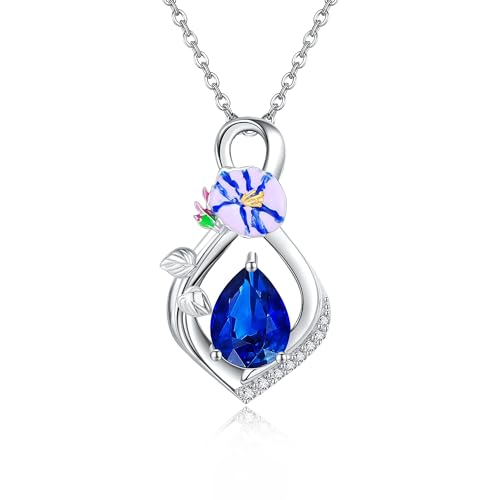 ONEFINITY Morning Glory Necklace Infinity Birthstone Necklace 925 Sterling Silver Crystal Pendant Birth Flower Jewelry for Women von ONEFINITY