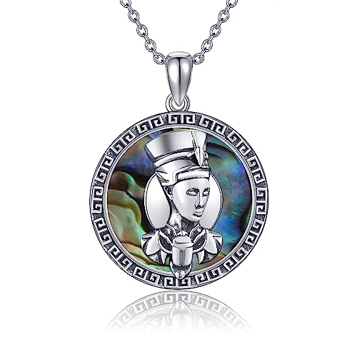 ONEFINITY Nofretete Ketten 925 Sterling Silber Ägyptischer Nofretete Anhänger Abalone Halskette Muschel Schmuck Geschenke Für Herren Und Damen von ONEFINITY