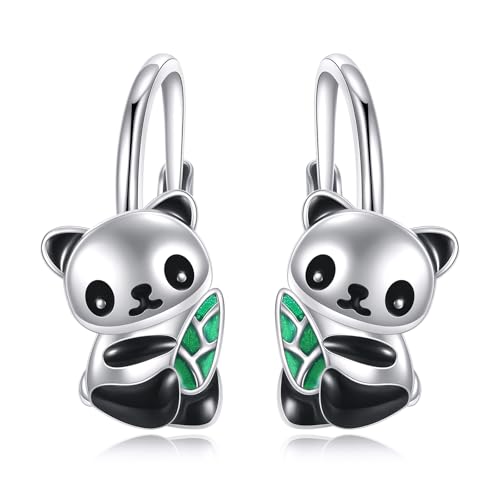 ONEFINITY Panda Ohrringe 925 Sterling Silber Panda Hoop Ohrringe Niedlicher Tierschmuck für Frauen Geschenke von ONEFINITY