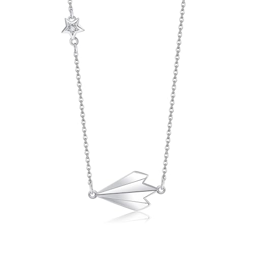 ONEFINITY Papier Flugzeug Halskette 925 Sterling Silber Papier Flugzeug Chokers Schmuck für Frauen von ONEFINITY
