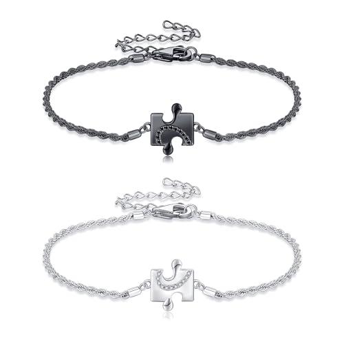 ONEFINITY Passende Armbänder 925 Sterling Silber Puzzle Paararmbänder Fernbeziehungsarmbänder Paarschmuck Valentinstagsgeschenk für Freund Freundin Männer Frauen Sie und Ihn von ONEFINITY
