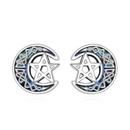 ONEFINITY Pentagramm Ohrringe 925 Sterling Silber Keltisches Pentagramm Mond Ohrstecker Pentagramm Schmuck für Damen ONEFINITY Pentagramm Ohrringe 925 Sterling Silber Keltisches Pentagramm Mond Ohrstecker Pentagramm Schmuck für Damen von ONEFINITY