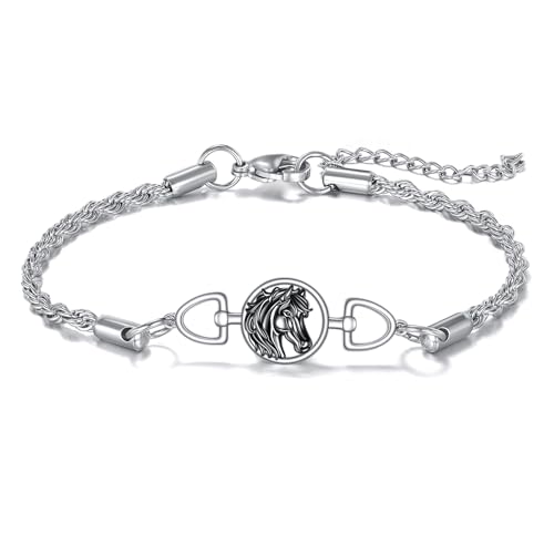 ONEFINITY Pferd Armband 925 Sterling Silber Pferd Trense Armband Pferdesport Schmuck Glücksgeschenke für Damen von ONEFINITY