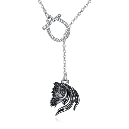 ONEFINITY Pferd Kette 925 Sterling Silber Hufeisen Anhänger Halskette Pferd Kopf Muttertag Schmuck für Damen Frauen von ONEFINITY