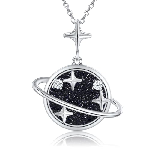 ONEFINITY Saturn Planet Necklace 925 Sterling Silver Planet Space Pendant Saturn Jewelry for Women von ONEFINITY