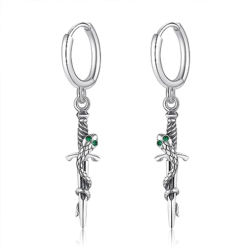 Schlangen Ohrringe Aus 925 Sterling Silber Kleine Creolen Nagel Ohrringe Grüne Steine Hypoallergen Modisches Ohr Schmuck Geschenk Für Herren Damen von ONEFINITY