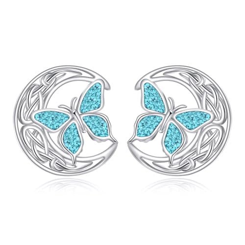 ONEFINITY Schmetterlings Ohrringe 925er Sterling Silber Keltischem Mondmotiv Ohrstecker Türkisfarbenem Schmetterling Schmuck Geschenk für Damen ONEFINITY Schmetterlings Ohrringe 925er Sterling Silber Keltischem Mondmotiv Ohrstecker Türkisfarbenem Schmetterling Schmuck Geschenk für Damen von ONEFINITY
