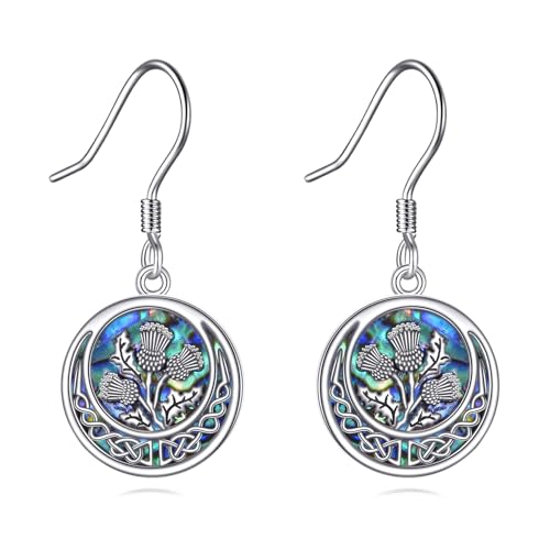 ONEFINITY Schottische Distel Ohrringe 925 Sterling Silber Abalone Shell Celtic Knot Schottland Blume Ohrringe Schottische Distel Schmuck Geschenke für Damen ONEFINITY Schottische Distel Ohrringe 925 Sterling Silber Abalone Shell Celtic Knot Schottland Blume Ohrringe Schottische Distel Schmuck Geschenke für Damen von ONEFINITY