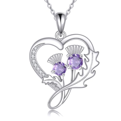 ONEFINITY Schottische Distel Kette 925 Sterling Silber Schottland Blumen Anhänger Schottische Distel Schmuck Geschenk für Damen von ONEFINITY