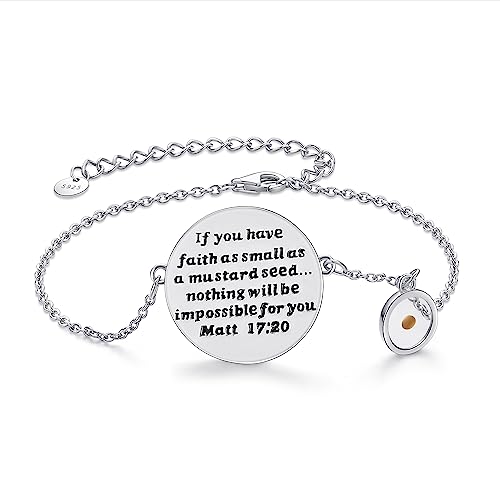 ONEFINITY Senfkorn Armband 925 Sterlingsilber Senfkorn Glaubensarmbänder Christlicher Glaubensschmuck für Männer und Frauen-Silber von ONEFINITY