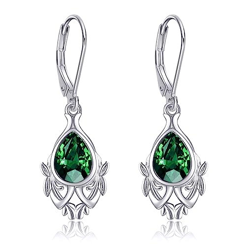 ONEFINITY Smaragd Ohrringe Sterling Sliver Grün Kristall Ohrhänger Smaragd Schmuck Geschenke für Damen von ONEFINITY