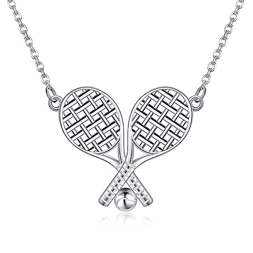 ONEFINITY Tennis Halskette 925 Sterling Silber Tennis Schläger und Ball Sport Anhänger Halskette Schmuck Geschenke für Frauen von ONEFINITY