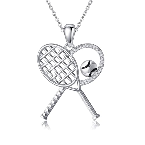 ONEFINITY Tennis Halskette 925er Sterlingsilber Tennisschläger Anhänger Halskette Sportschmuck für Frauen und Mädchen von ONEFINITY