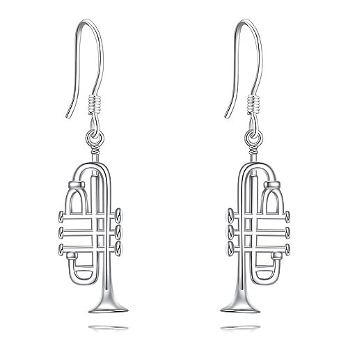 ONEFINITY Trompete Ohrringe 925 Sterling Silber Trompete Instrument Ohrringe Musik Schmuck für Damen (Trompete silver) von ONEFINITY