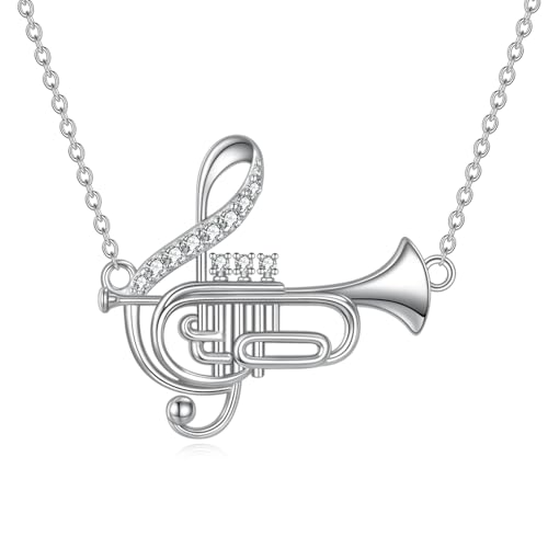 ONEFINITY Trompeten Kette 925 Sterling Silber Trompete Musik Note Anhänger Musik Schmuck Geschenk Für Damen Musikliebhaber von ONEFINITY