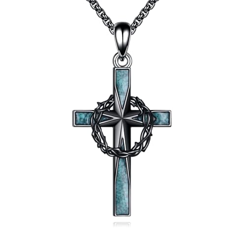 ONEFINITY Türkisfarbene Kreuz Halskette 925er Sterlingsilber Dornenkrone Kreuz Halskette Religiöser Origami Kreuz Schmuck Geschenke Für Frauen Und Männer ONEFINITY Türkisfarbene Kreuz Halskette 925er Sterlingsilber Dornenkrone Kreuz Halskette Religiöser Origami Kreuz Schmuck Geschenke Für Frauen Und Männer von ONEFINITY