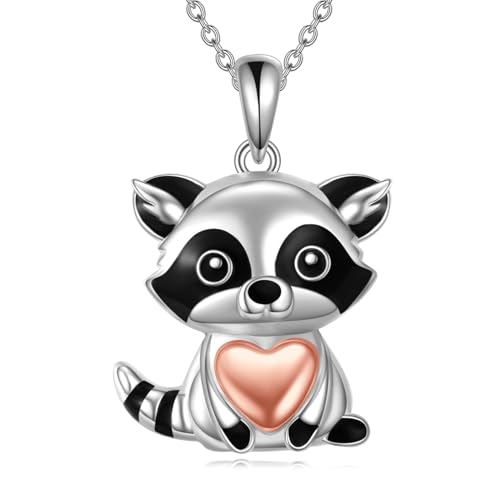 ONEFINITY Waschbär Halskette 925 Sterling Silber Waschbär-Anhänger Schmuck Geschenke für Damen von ONEFINITY