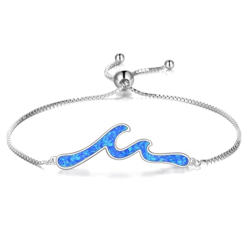 ONEFINITY Wellenarmband für Damen 925er Sterlingsilber Opal Wellen Strandarmbänder Ozeanschmuck Geschenke für Frauen von ONEFINITY