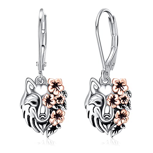 ONEFINITY Wolfs-Ohrringe, 925er-Sterlingsilber, Wolfs-Schmuck, Geschenk für Frauen und Mädchen, Sterling Silber von ONEFINITY