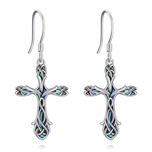 ONEFINTIY Kreuz Ohrringe 925 Sterling Silber Tulpen Kreuz Tropfen Ohrringe Tulpenkreuz Schmuck Geschenke für Frauen Mädchen von ONEFINITY