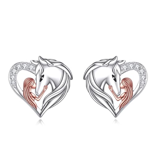 Pferd Ohrringe 925 Sterling Silber Herz Pferd Ohrstecker Tier Schmuck Geschenk für Damen Frauen Pferd Ohrringe 925 Sterling Silber Herz Pferd Ohrstecker Tier Schmuck Geschenk für Damen Frauen von ONEFINITY