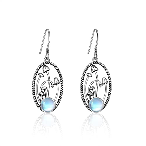 Pilz Ohrringe Aus 925 Sterling Silber Mit Mondstein Tropfen Baumelnd Zum Valentinstag Schmuck Geschenke Für Herren Damen von ONEFINITY