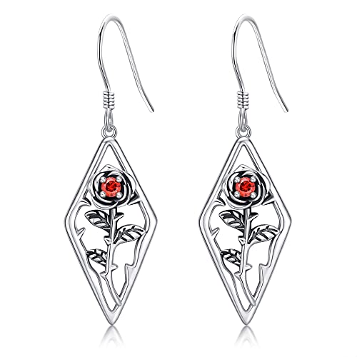 Rose Ohrringe 925 Sterling Silber Blume Zirkon Baumeln Ohrringe Valentinstag Schmuck Geschenk Für Herren Damen von ONEFINITY