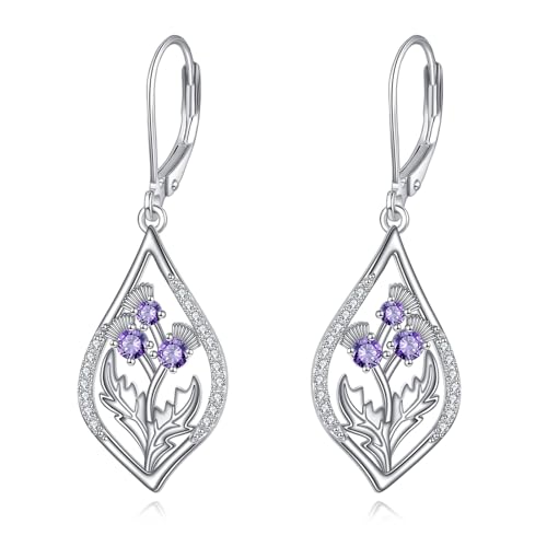 Schottische Distel Ohrringe 925er Sterlingsilber schottische Ohrhänger Blumen Blumen Schottland Schmuck Geschenke für Frauen von ONEFINITY