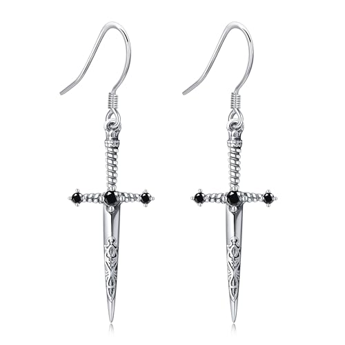 Schwert Ohrringe 925er Sterlingsilber - Baumelnde Schwertkreuz Gotische Ohrringe Schmuck für Männer und Frauen Schwert Ohrringe 925er Sterlingsilber - Baumelnde Schwertkreuz Gotische Ohrringe Schmuck für Männer und Frauen von ONEFINITY