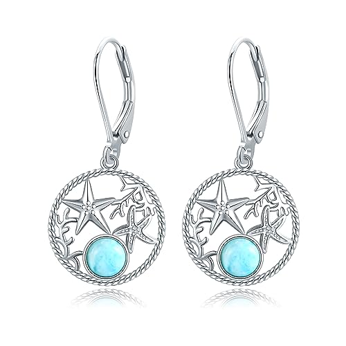 Seestern Ohrringe 925 Sterling Silber Larimar Seestern Strand Ohrringe Schmuck für Frauen von ONEFINITY