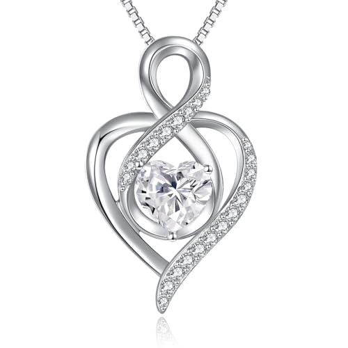 Unendlichkeits Kette Sterling Silber Herzr Anhänger Halskette Unendliche Liebe Schmuck Geschenke für Damen Frauen Mütter von ONEFINITY