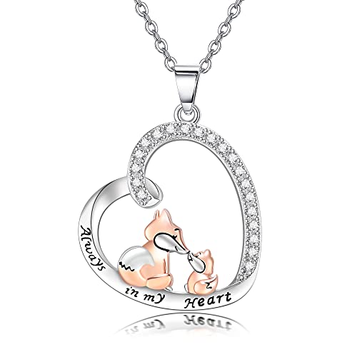 YAFEINI Fuchs Halskette 925 Sterling Silber Mutter Tochter Fuchs Anhänger Niedlicher Fuchs Schmuck für Frauen von ONEFINITY