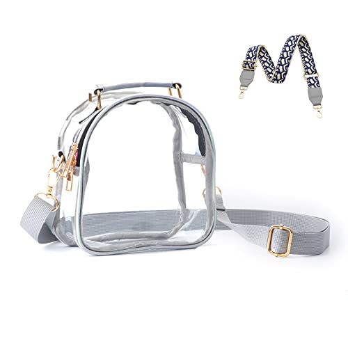 ONEGenug Damen Transparente Schultertasche Durchsichtige Umhängetasche Stadion Genehmigte Klare Sporttasche mit 2 Gurte für Arbeit Sport Spiele Konzerte von ONEGenug